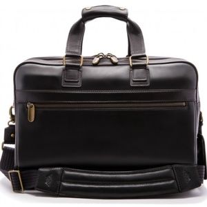 Bosca Black Leather Tacconi Stringer Bag